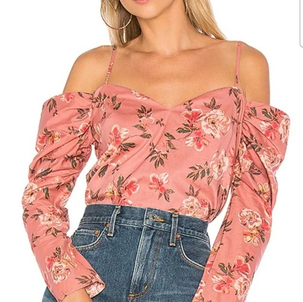 Lovers + Friends Rayna Of The Shoulder Top in Amber Floral Size S